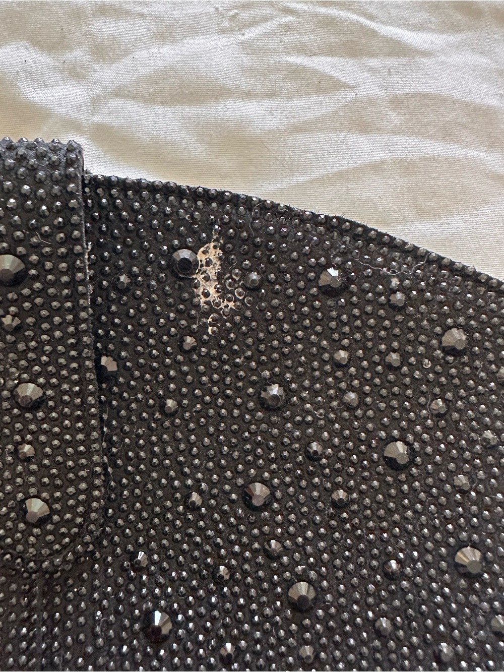 Rhinestone Studded Black Over-the-Knee Boots with Block Heel - Picture 2 of 3